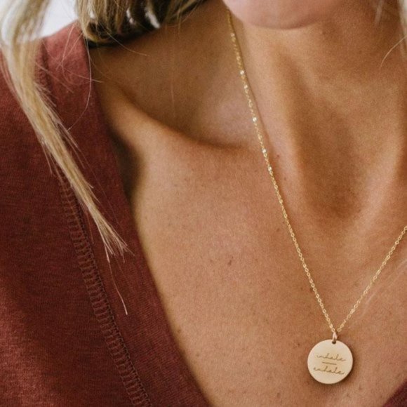 Inner Peace Mantra Minimalist Pendant Necklace - Picture 9 of 16